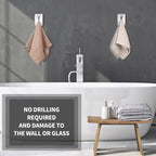 Boao 4 Pcs Self Adhesive Towel Hook Holder Grabber Stainless Steel Kitchen Dish Towel Hook Wall Mount Non Drilling Hangers Rack Hand Tea Holders for Bathroom Accesories Kitchen Gadgets(White)