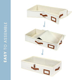 OrganiHaus Under Bed Storage Containers, Bedroom Storage and Organization Bins, Clothes Organizer for Closet with Clear Cover and Reinforced Handles - Set of 2 33x17x6 inches Off-White