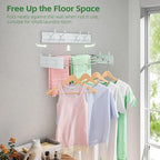 Wall Mounted Drying Rack 23.6", Foldable Laundry Clothes Drying Rack with 4 Towel Hooks and 4 Rods for Hanging Clothes Delicates, Space Saving for Indoor Outdoor Bathroom Balcony Laundry Room (23.6'')