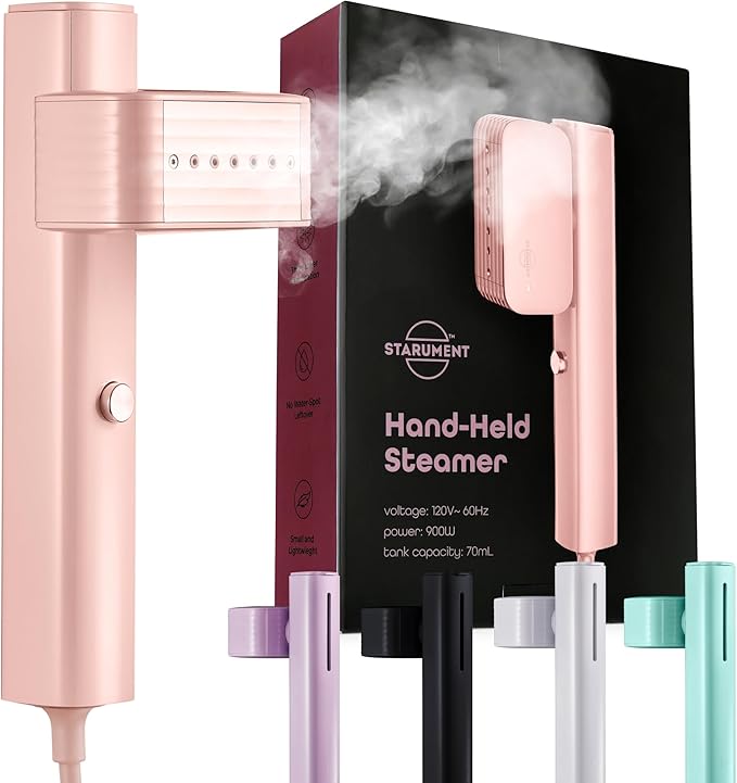 Portable Steamer for Clothes, Professional Handheld Garment Steamer 15s Fast Heat-up, 70ml Water Tank, 900W Mini Steam Iron for Home and Travel
