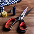 LIVINGO 2 Pack Premium Tailor Scissors Heavy Duty Multi-Purpose Titanium Coating Forged Stainless Steel Sewing Fabric Leather Dressmaking Comfort Grip Shears Professional Crafting (8.5 & 9.5INCH)