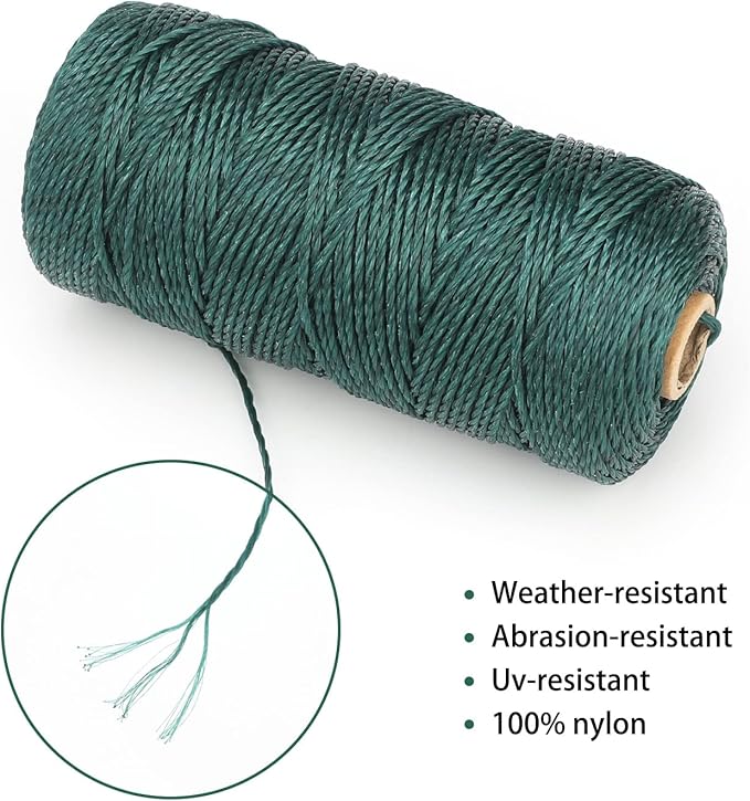 jijAcraft 426 Feet Green Nylon Twine, #36 Mason Nylon String Line, 100% Nylon Brick Line String, Durable Twisted Construction String Building Line for Masonry, Climbing Plants, Gardening, Crafting