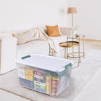 Begale 80 L Plastic Storage Bins with Lids, 4-Pack Clear Storage Box with Wheels