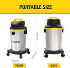 Stanley - SL18129 Wet/Dry Vacuum, 4 Gallon, 4 Horsepower, Stainless Steel Tank Silver+yellow