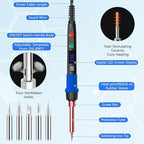 Soldering Iron Kit, 90W LED Digital Soldering Gun kit with Ceramic Heater, 110V Adjustable Temperature Solder Welding Iron Kits, Auto-sleep, Thermostatic Design, Black