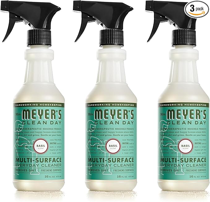 MRS. MEYER'S CLEAN DAY All-Purpose Cleaner Spray, Basil, 16 fl. oz - Pack of 3