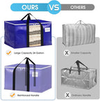 BlissTotes 6 Pack Moving Bags with Clear Window, Storage Bags with Strong Carrying Handles & Zippers,Large Packing Bags for Saving Space, Alternative to Moving Boxes(Blue,24 Gallon)