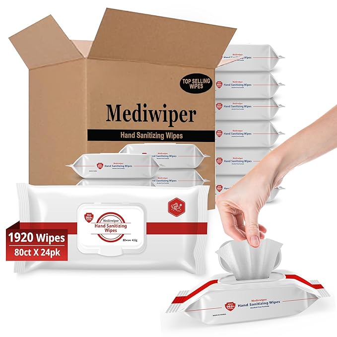1920 Wipes (80CT*24PK) - Hand Sanitizing Wipes Bulk Pack Alcohol Free Hand Sanitizer for Schools, Classrooms