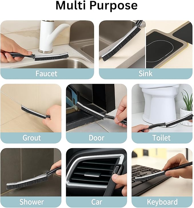 CrafTreat Cleaning Combo – 2 Pack Crevice Cleaning Brushes and 6 Pack Non Scratch Wire Dishcloths for Kitchen, Bathroom, Grout, Sinks, Pots and Pans – Reusable and Durable