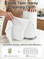 Microfiber Cleaning Cloths Roll, 75 Pack Tear Away Microfiber Towels Roll, 12" x 12" Lint Free Rags, Reusable Cleaning Cloths, Washable, Scratch Free,Ultra Absorbent Dish Rags(White Ripple)