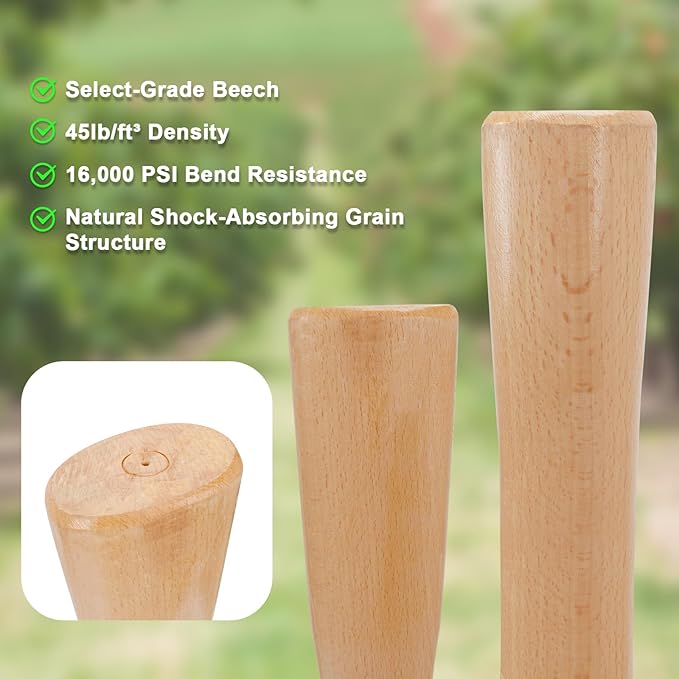 Docik 2 Pcs Pick Axe Handle Replacement, Pick Mattock Handle, Beech Wood, 35 Inch