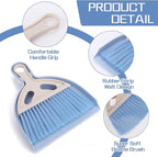 cobee Small Broom and Dustpan Cleaning Set, Mini Whisk Dustpan and Brush with Handle Portable Table Top Dust Pan Dining Table Crumb Sweeper Cleaning Tools with Soft Bristles for Housekeeping(Blue)
