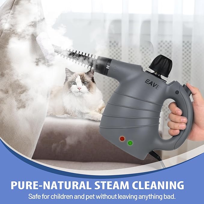 Handheld Steam Cleaner, Portable Steamer for Cleaning, with Steam Lock Button for Hands-free Steaming, 12 in 1 Set Pressurized Hand Held Car Steamer for Furniture, Upholstery, Tile Grout, Home Use