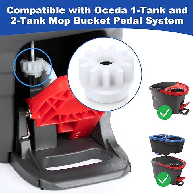 2 Pcs Spin Mop Bucket Replacement Gear Compatible with Ocedar Mop Bucket Pedal Only One Way Bearing Repair Parts