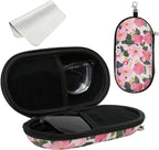 Double Eyeglasses Case, Hard Shell Dual Sunglasses Organizer with Zipper Clip Travel Glasses Storage for Women Men