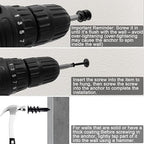 KURUI Black Self Drilling Drywall Anchors, 140PCs #8 Dry Wall Anchors and Flat Head Screws Kit, 70 Anchors + 70 Screws, 75LB Heavy Duty Hanging for Picture Frames Wall Decor Art, Sheetrock Hangers