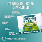 Sudstainables Laundry Detergent Sheets (60 Loads) – Eco-Friendly, Zero Waste, Plastic-Free Laundry Washing Machines Soap Sheets; Dissolvable, Space-Saving Strips for Travel (Unscented)