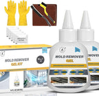 Mold Stain Remover Gel Kit - 14 FL Oz - 10 in 1 Premium Cleaning Set - Powerful Cleaner for Washing Machine, Tile, Shower, Kitchen Sink, Bathroom, Toilet - Cleaning Brushes, Cloth and Gloves