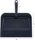 Superio Heavy Duty Plastic Dustpan with Comfort Grip Handle Black, Durable, Lightweight Multi Surface Dust Pan Easy Broom Sweeping, 10 inches Wide, 1-Pack