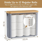 Toilet Paper Storage Basket with Bamboo Lid, Toilet Paper Holder with Storage, Free Standing Bathroom Storage Organizers with Non-Slip Bottom, Grey 1 Pack