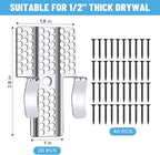 Drywall Repair Clips, 8 Pack Stainless Steel Wall Patch Kit with 16 Screws for 1/2 Inch Sheetrock, Professional Drywall Hole Repair Solution for DIY Home Repair