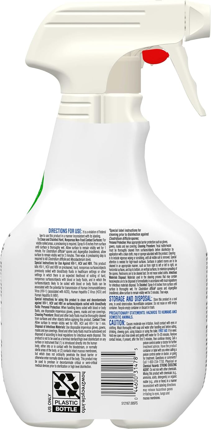 Clorox Healthcare Fuzion Cleaner Disinfectant Spray, 32 Fluid Ounces (Package May Vary)