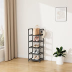 LANTEFUL Narrow Shoe Rack 5 Tier Shoe Shelf Storage for 5-10 Pairs Shoe and Boot, Sturdy Shoe Storage Space Saving Corner Shoe Rack Organizer for Closet, Entryway, Living Room, Black