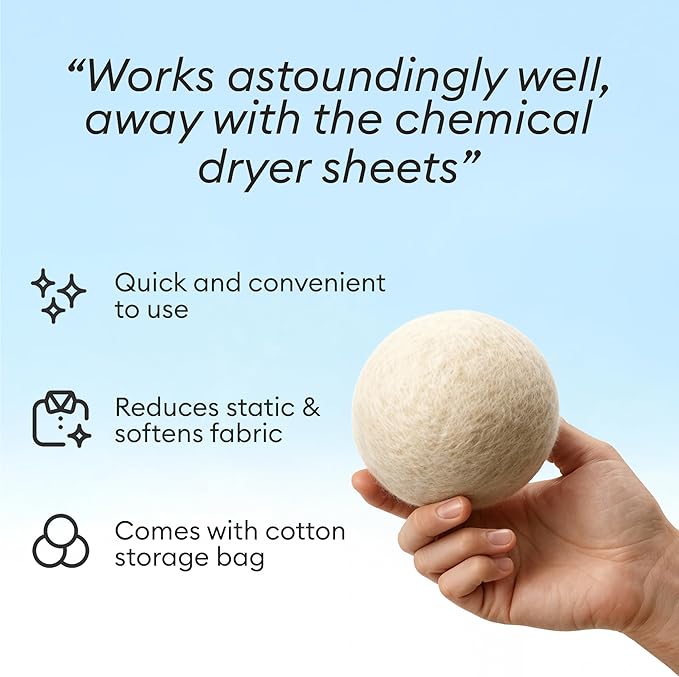 Vove Natural Hemp Dryer Balls Kit with Scent Drops - 4 Pack & Essential Oil Blend - 5X More Absorbent Than Wool - Natural Softener, Reduces Wrinkles and Static, Customizable Fresh Scent, Reusable