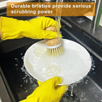 Bamboo Dish Brush,Bamboo Scrub Brush for Bishes Pots Pans Kitchen Sink Cleaning,2 Packs