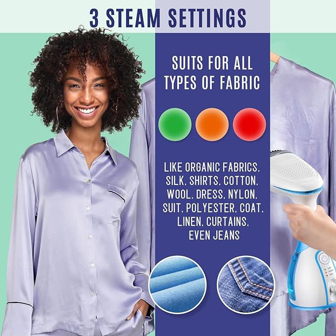 Steamer for Clothes, 15s Heat-up Handheld Clothes Steamer with Large 300ml Tank, 1300W Garment Steamer Fabric Wrinkle Remover, 3 Continuous Steam Modes, Portable Steam Iron for Travel and Home