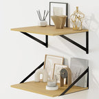 Fun Memories Floating Shelves for Wall, 12 Inch Deep Floating Shelves Set of 2, 16W x 12D Large Wall Shelf with Sturdy Metal Brackets for Living Room, Bathroom, Bedroom and Kitchen, Oak