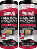 Weiman Glass Cooktop and Microwave Wipes - 2 Pack - Cleaner for Daily Use Professional Home Kitchen Cooktop Cleaner and Polish Use on Induction Ceramic Gas Portable Electric - 60 Wipes Total