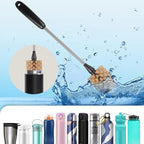 Bottle Brush, 15-inch Stainless Steel Long Handle Cleaning Brush, Kitchen Cleaning Brush, for Cleaning Water Bottles, Glasses, Baby Bottles, Glassware, Food Jars, Cups, Wine Aerators, Brown