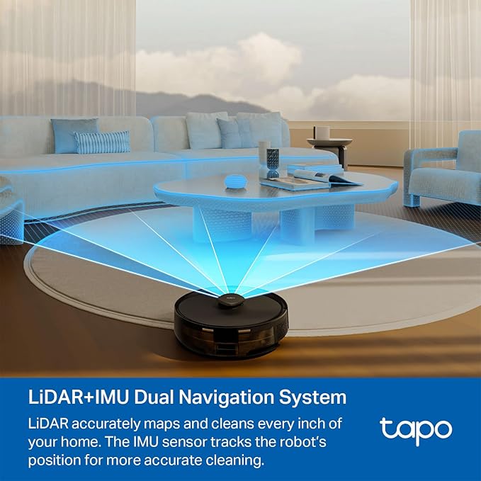 Tapo LiDAR Smart Navigation Robot Vacuum and Mop, 5300Pa Max, 97%+ Dust Pickup Rate, Customizable Cleaning, Self-Charging, Works w/Alexa & Google Home, RV30 Max