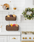 AceList Wall Hanging Basket, Boho Style Hand-Woven Hanging Storage Baskets - Set of 2, Ideal for Boho Room Decor, Kitchen, Garden, and Living Room(Brown)