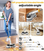 qimedo 800RPM Cordless Electric Mop, 6000mAh Battery Electric Power Scrubber & Mops for Floor Cleaning, Best Automatic Spin Mops with Smart Display,Rotating Mop with LED Light & Water Spray