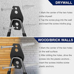 18 Pack Garage Hooks, Anti-Slip Coating, Hooks for Hanging Heavy Duty for Garages, Bicycles, Ladders, Gardening, Tools, Including 3 Organizing Straps
