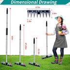 Garden Rake, 8 Tines Garden Weeding Rake with Sharp Blade with Steel Adjustable Handle (31'' to 63''), Garden Weed Puller Tool for Clearing Weed, Loosening Soil and Flower Beds