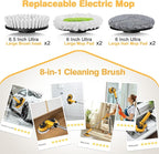 Cordless Electric Mop for Dewalt 20V Battery (NO Battery), 2 In 1 Spin Mop & Floor Scrubber Machine with LED Light & Water Spray, 800 RPM Electric Mops for Floor Cleaning, Hardwood,Tile