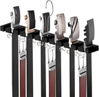 Cuipingoo Belt Hanger for Closet Max 42 Belts, 2-in-1 Wall Mount Belt Organizer with 360° Rotating Hooks, Wooden Tie and Belt Rack for Closet Accessories Organizers and Storage, Black