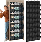 Windyun 2 Pack 40 Over the Door Shoe Organizers Large Mesh Pocket Hanging Shoe Rack for Closet Nonslip Behind Dorm Door Storage Holder Dorm Essentials Back to School Organizer for College(Black)