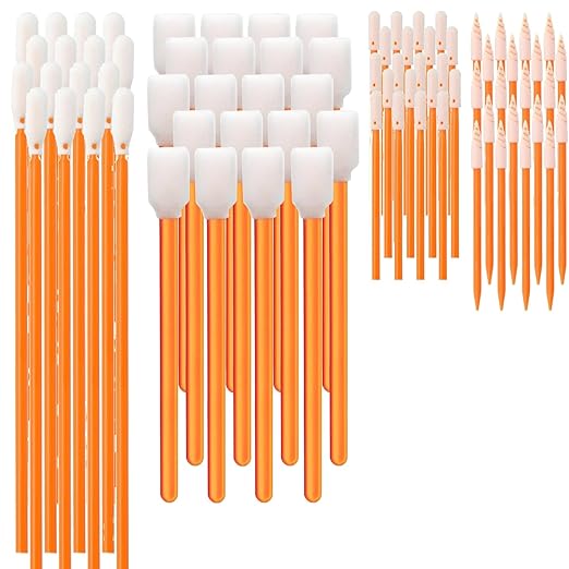 Wellgler's 200pcs Cleaning Swab Kit,Multi-Purpose Foam Cleaning Swabs,for Printers, Inkjets, Cameras, Automotive, Optics, Sensors, Guns,Arts and Crafts, Automotive Detailing(Orange)