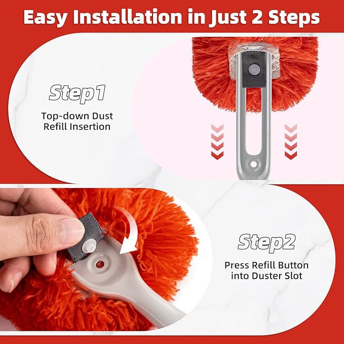 LOVECO Reusable Microfiber Duster Refills Compatible with OXO & MR.SIGA Dusters – 2 Pack Washable Duster Replacement Heads for Scratch-Free Dust and Hair Cleaning (Handle Not Included)