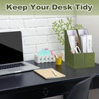 Gueevin Set of 6 Magazine File Holder Stylish Sturdy Cardboard File Boxes Desk Magazine Organizer Rack with Gold Label Holder to Organize Your Desk or Shelves for Home Classroom Office Library(Green)