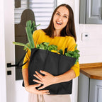 WISELIFE Reusable Grocery Shopping Bags 10 Pack Large Foldable Tote Bags Bulk,Eco Produce Bags with Long Handle for Shopping Groceries Clothes(5 Assorted Colors)