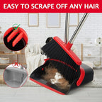 Broom and Dustpan Set with Long Handle, Heavy Dust Broom and Dustpan Combo for Home，Kitchen, Office, Pet Hair 2PCS (Black Red)