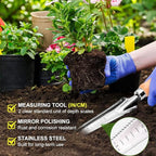 5-in-1 Weed Puller Tool with Wood Handle, Multifunctional 13inch Wooden Trowel Garden Tool, Trowel Garden Tool for Planting Weeding Digging Transplanting Cutting Measuring (1 PCS)