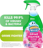 Scrubbing Bubbles Bathroom Grime Fighter, Floral Fusion Scent, 32 oz Spray Bottle (Pack of 2)