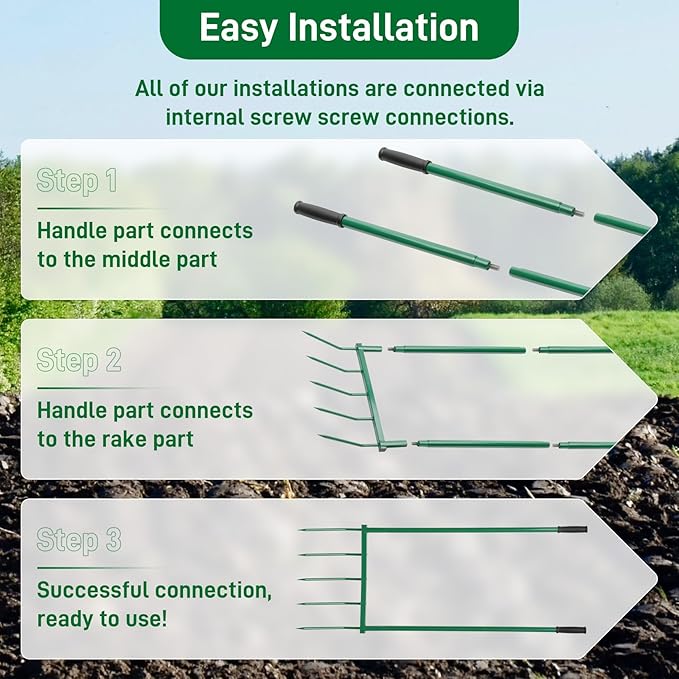 Broad Fork, Broad Fork for Gardening Heavy Duty 20" Wide, 55" Tall – Heavy-Duty Hand Tiller for Digging, Cultivating & Aerating Clay Soil. Ergonomic U-Shaped Design for Comfortable Gardening & Farming