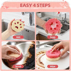 4pcs Scrub Sponges, Dual-Sided Temperature-Controlled Dish Sponges, Scratch-Free, Easy to Clean, Kitchen Cleaning Sponges for Tough Stains, Delicate Surfaces, Glassware, Cookware, Appliances